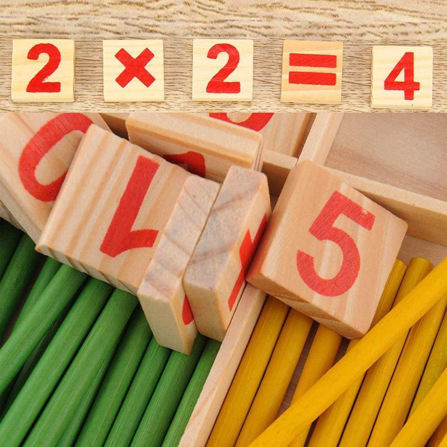 Bâtonnets de calcul en bois – Jeu de mathématiques Montessori éducatif