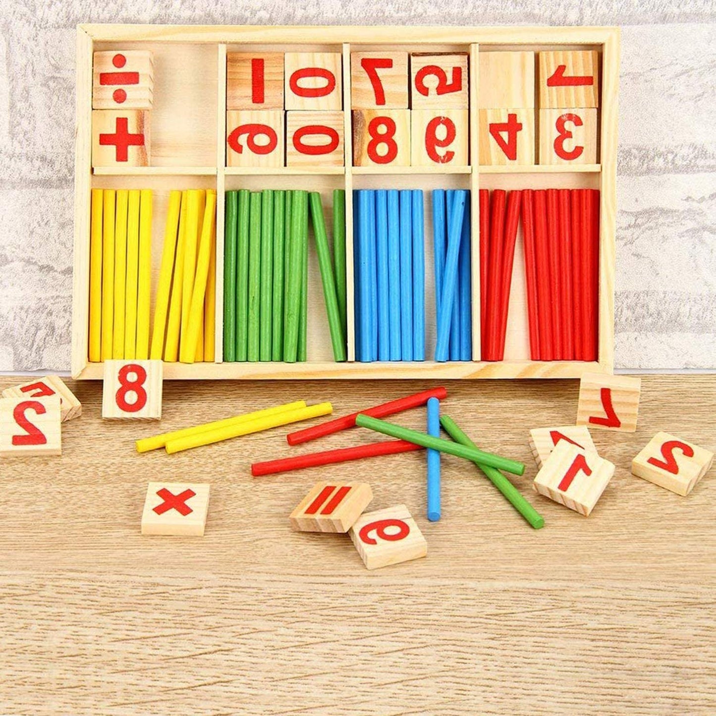 Bâtonnets de calcul en bois – Jeu de mathématiques Montessori éducatif