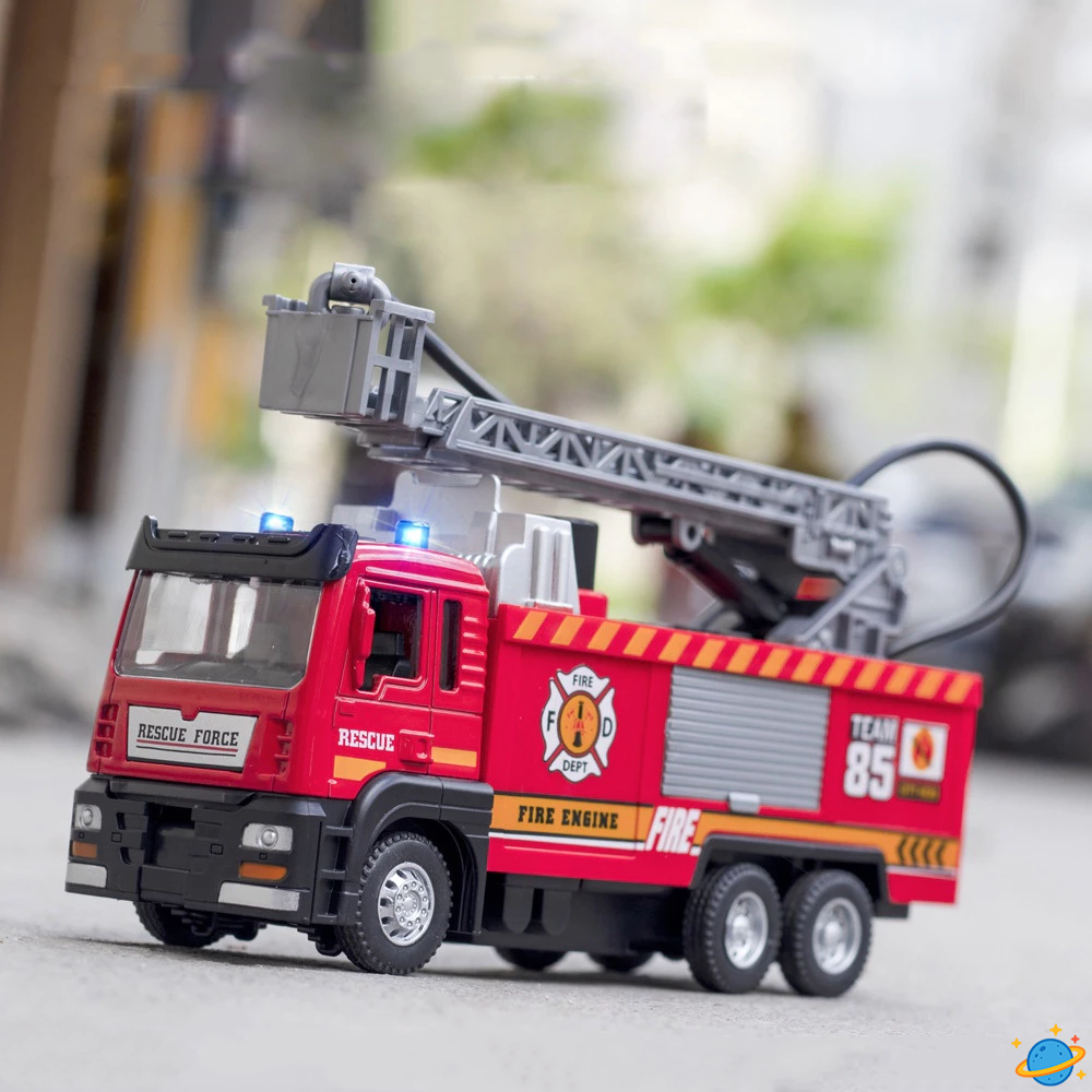 Camion de Pompier Montessori avec Effets Sonores, Lumières & Jet d’Eau – Jeu Éducatif