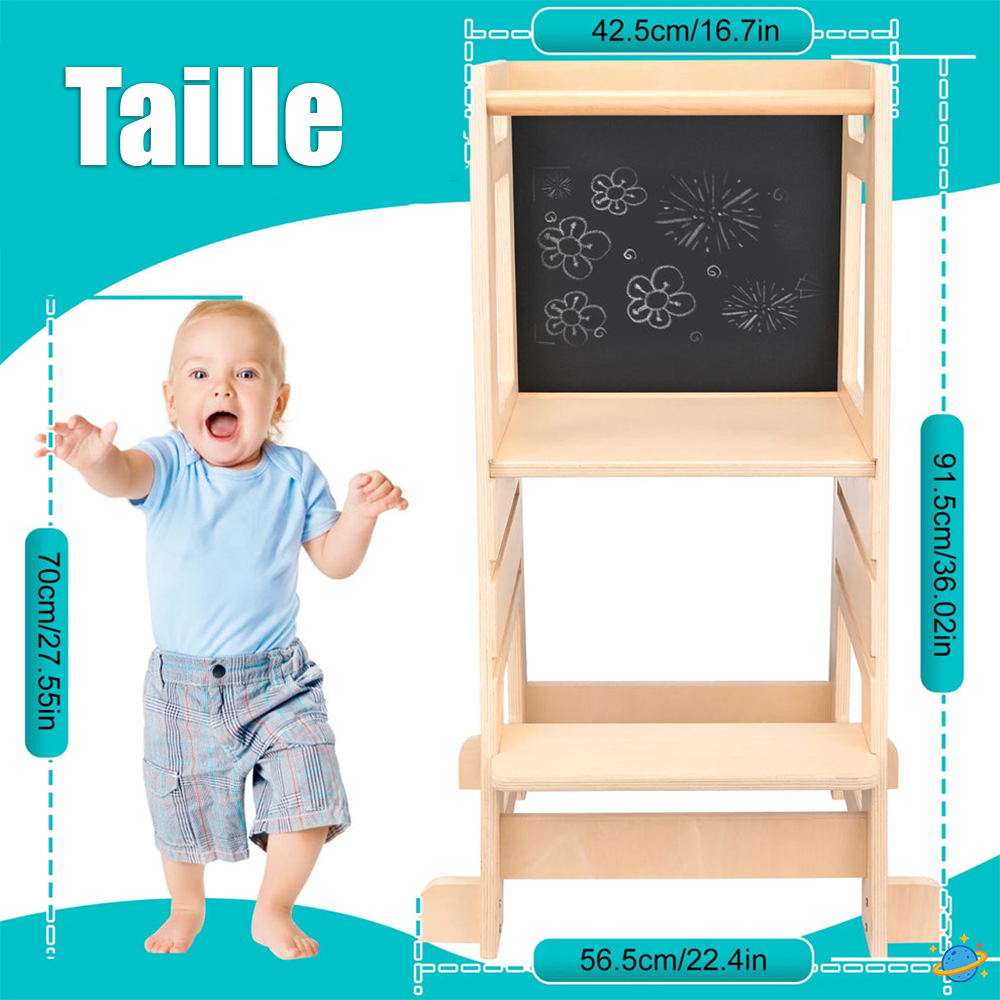 Tour d’Observation Montessori Évolutive – Avec Tableau Noir Double Face
