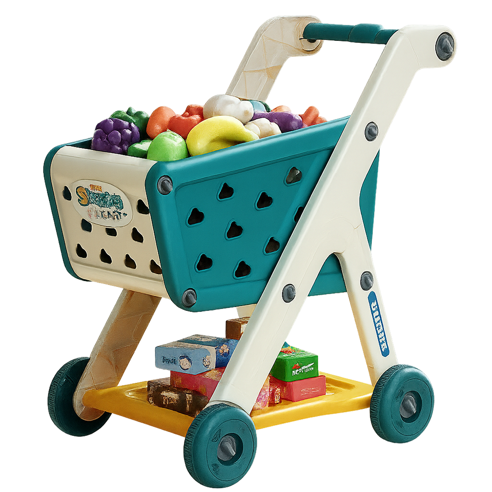 Chariot de Courses en Bois – Jouet Montessori Évolutif de Supermarché pour Enfants
