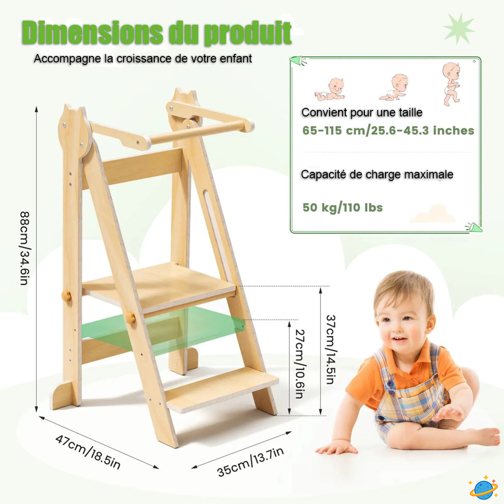 Tour d’Observation Montessori Pliable – Évolutive avec Plateforme Réglable