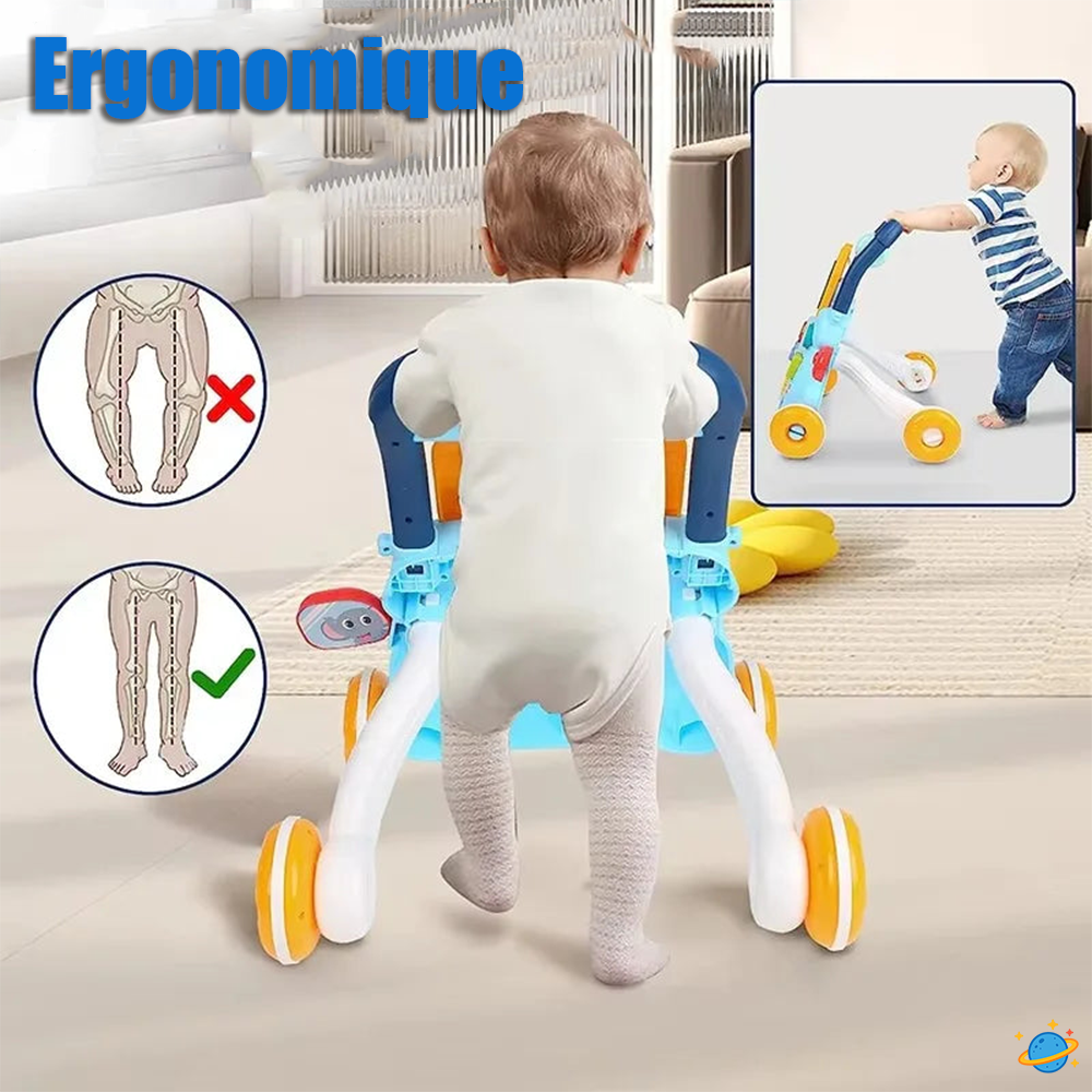 Pousseur Montessori Éducatif – Trotteur d’Activités 2-en-1 pour Bébé
