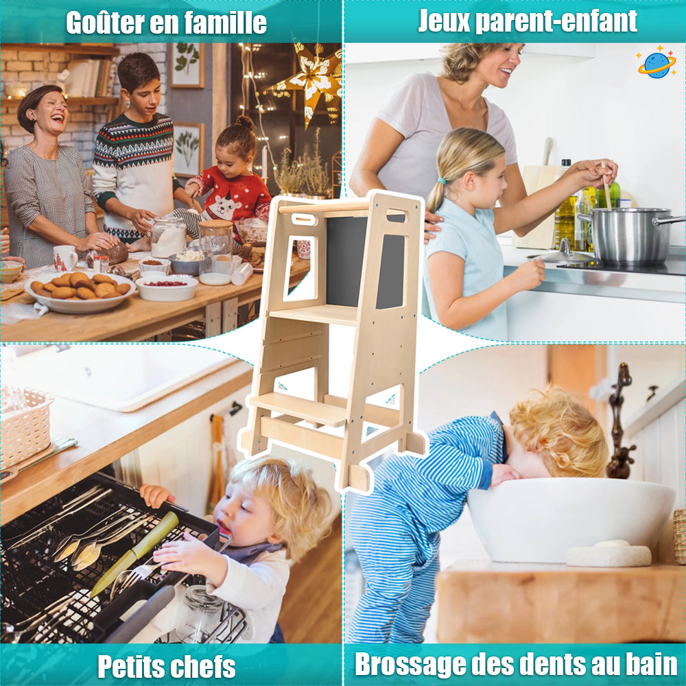 Tour d’Observation Montessori Évolutive – Avec Tableau Noir Double Face