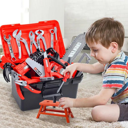 Boîte à Outils Montessori pour Enfants avec Perceuse Électrique – Jeu d’Imltation Bricolage