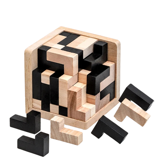 Cube 3D en bois – Puzzle éducatif Montessori évolutif
