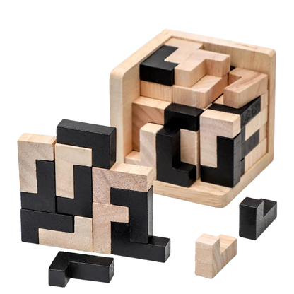 Cube 3D en bois – Puzzle éducatif Montessori évolutif