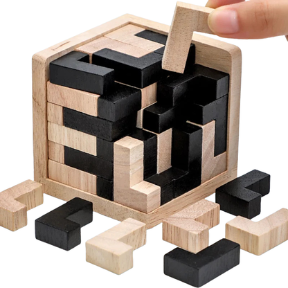 Cube 3D en bois – Puzzle éducatif Montessori évolutif
