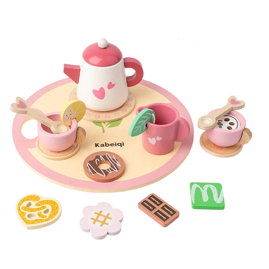 Service à thé en bois – Jeu d’imitation Montessori éducatif