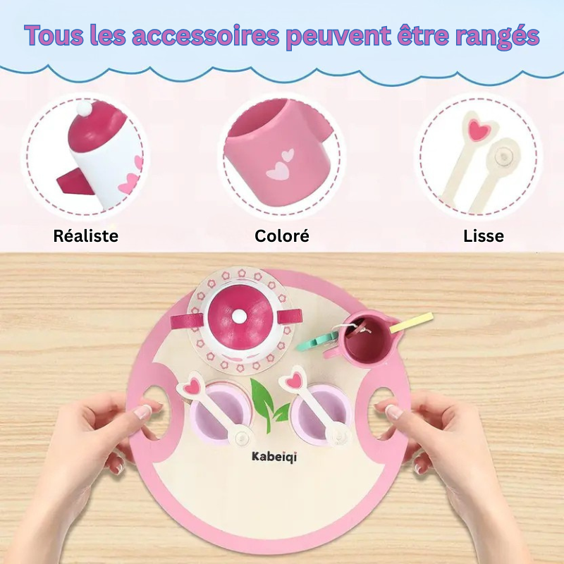 Service à thé en bois – Jeu d’imitation Montessori éducatif