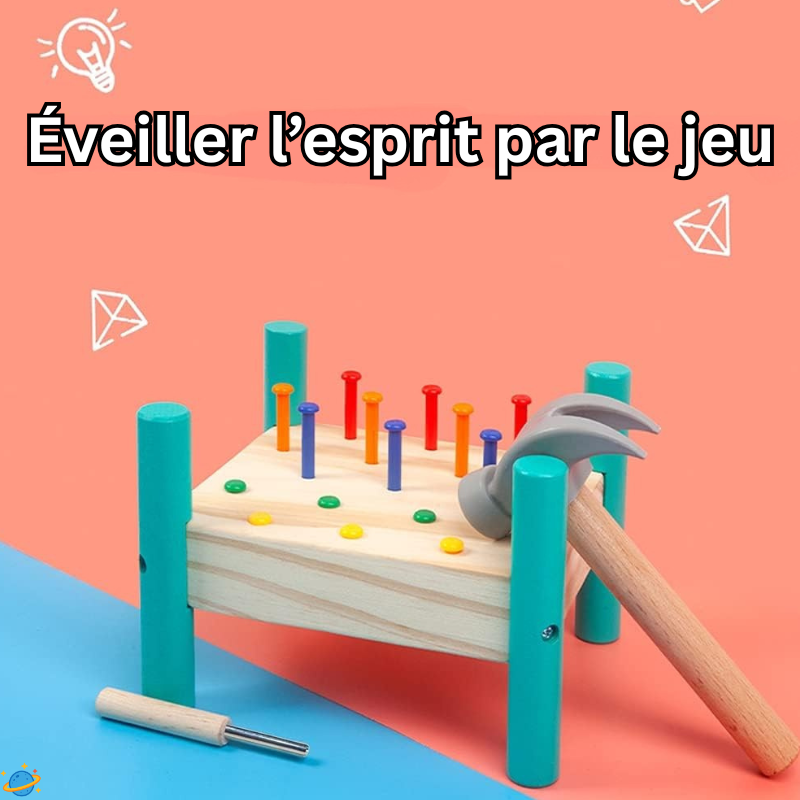 Planche à taper en bois – Jeu de marteau Montessori éducatif