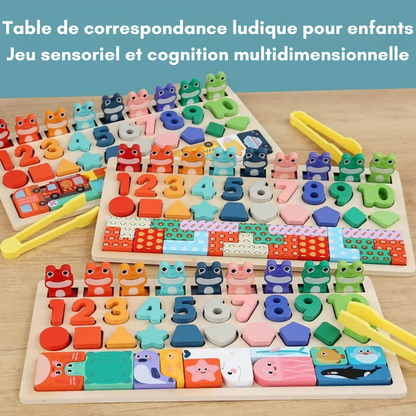 Jeu Éducatif Montessori 4-en-1 en Bois – Formes, Chiffres, Pêche & Animaux