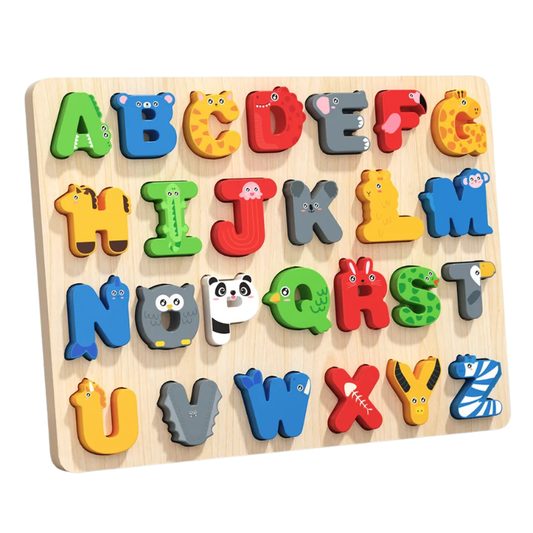 Puzzle alphabet et chiffres en bois – Jeu éducatif Montessori évolutif