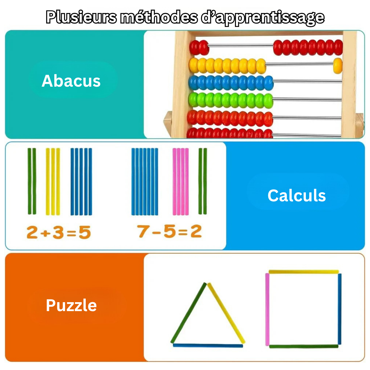 Abacus en bois – Jeu de calcul Montessori éducatif et évolutif