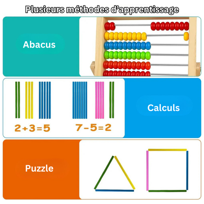 Abacus en bois – Jeu de calcul Montessori éducatif et évolutif