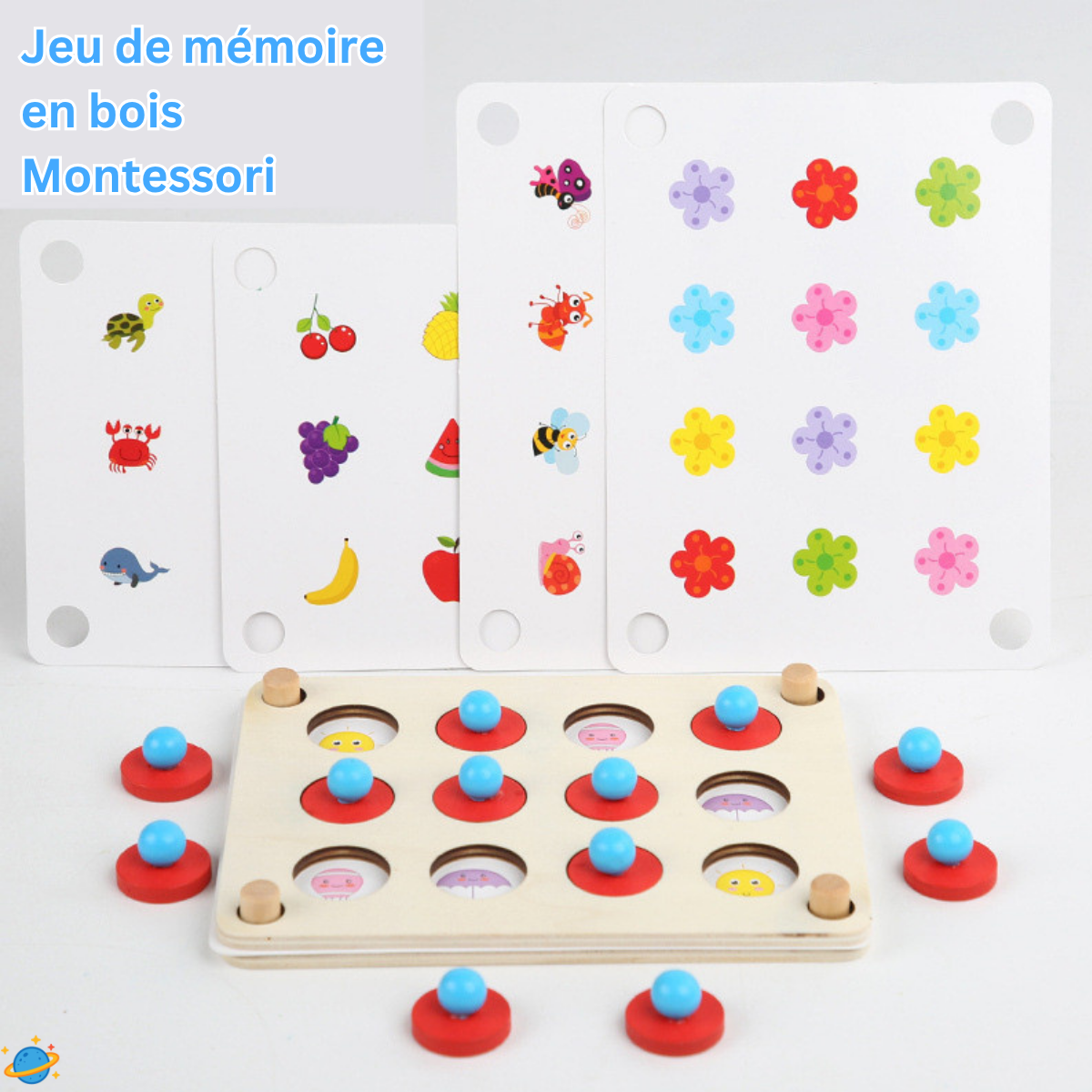 Jeu de mémoire en bois – Montessori éducatif et évolutif