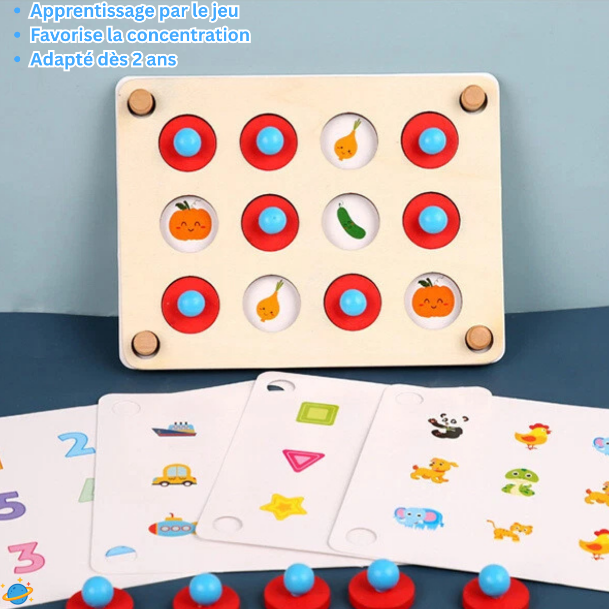 Jeu de mémoire en bois – Montessori éducatif et évolutif