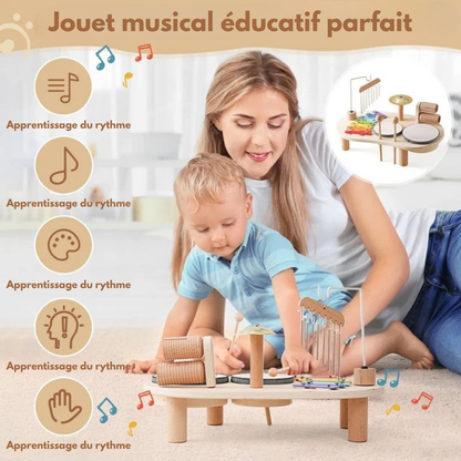Table Musicale Montessori en Bois – Xylophone, Tambours & Instruments Éducatifs