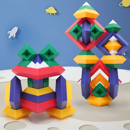 Jouet Montessori évolutif – Blocs de construction géométriques colorés en 3D