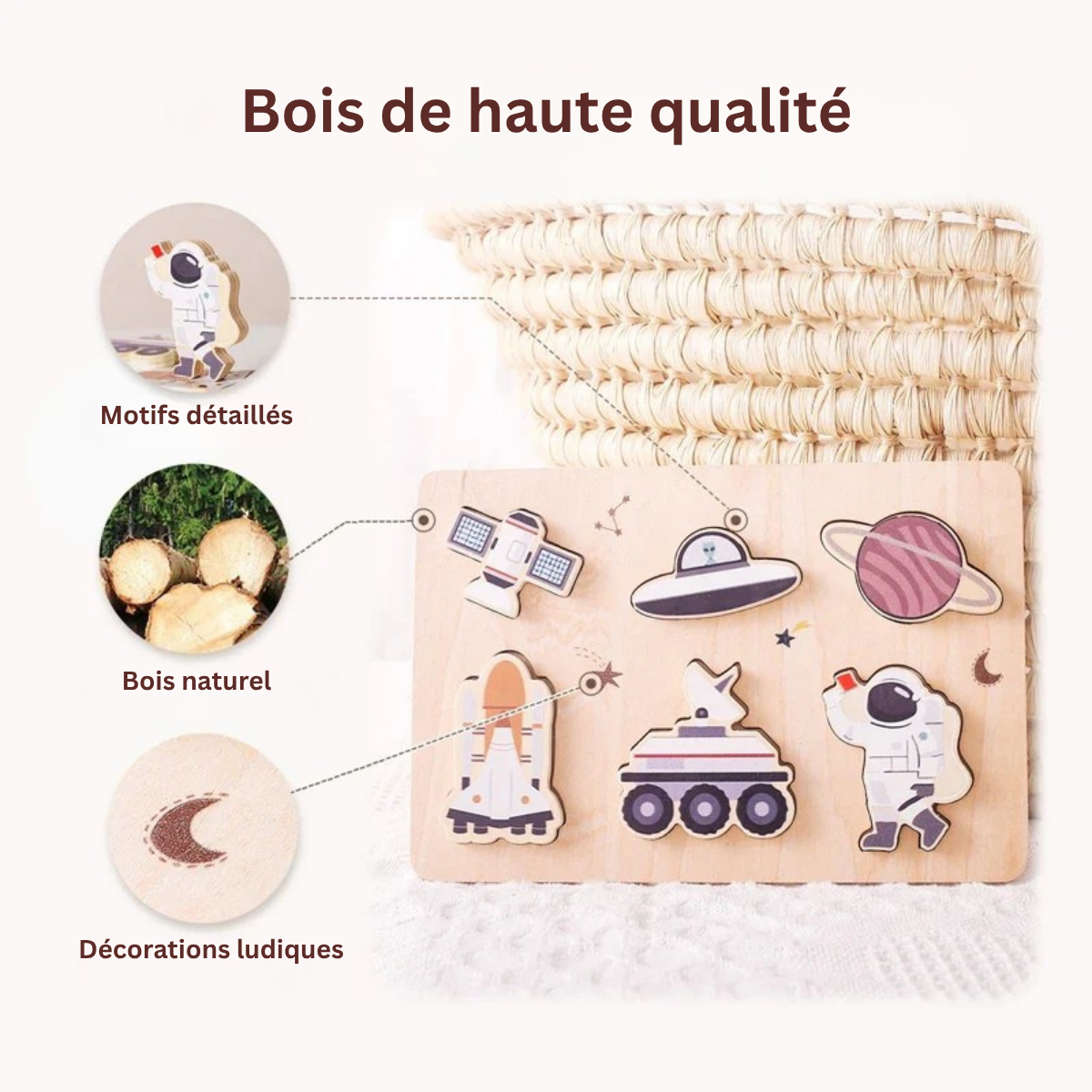 Puzzle éducatif en bois – Exploration Montessori évolutive