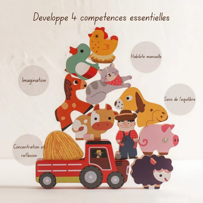Ferme en bois éducative – Jeu Montessori évolutif avec animaux et accessoires