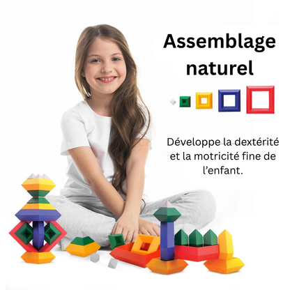 Jouet Montessori évolutif – Blocs de construction géométriques colorés en 3D