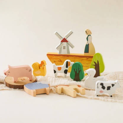 Ferme en bois Montessori – Jeu éducatif évolutif avec animaux et décor