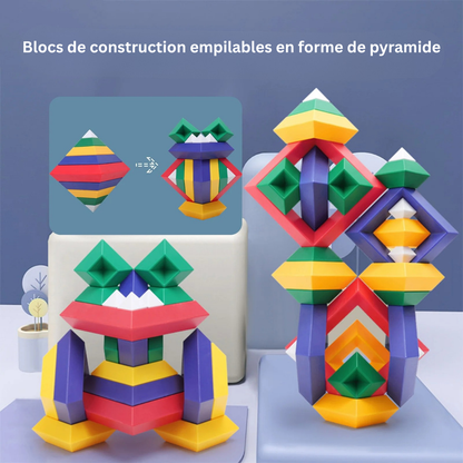 Jouet Montessori évolutif – Blocs de construction géométriques colorés en 3D