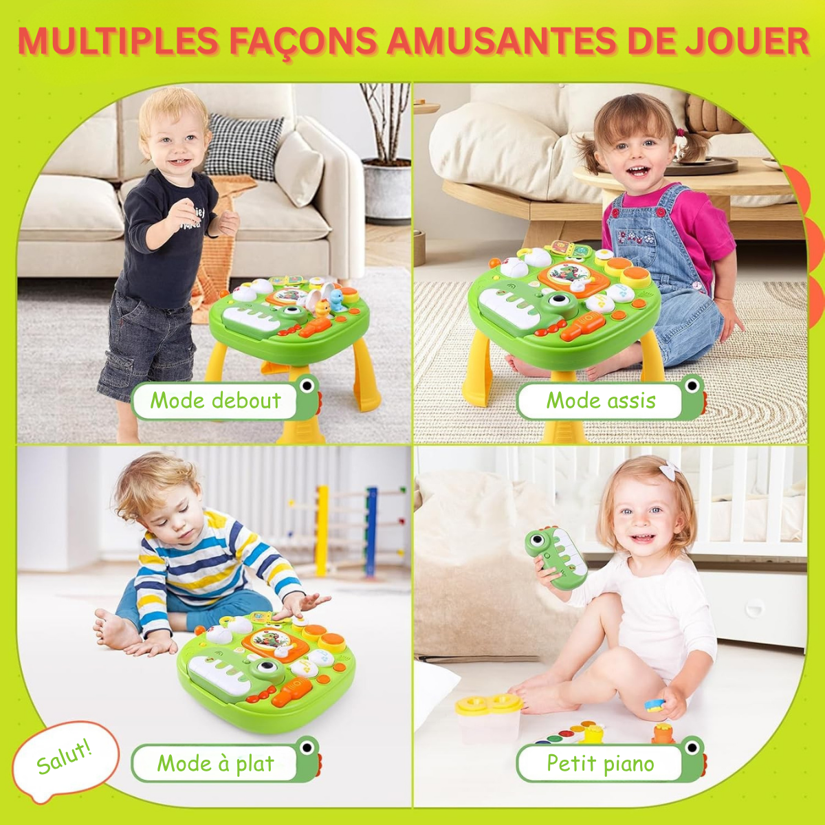 Table d’Activités Dinosaure Montessori – Piano Musical, Lumières & Jeux Sensoriels