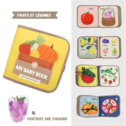 Livre d’activités évolutif en tissu – Histoire, éveil et apprentissage Montessori