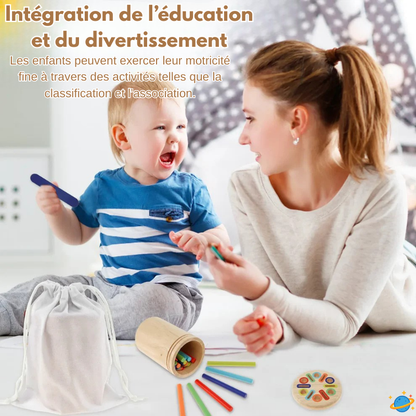Jeu éducatif en bois – Tri et association sensorielle inspirés Montessori