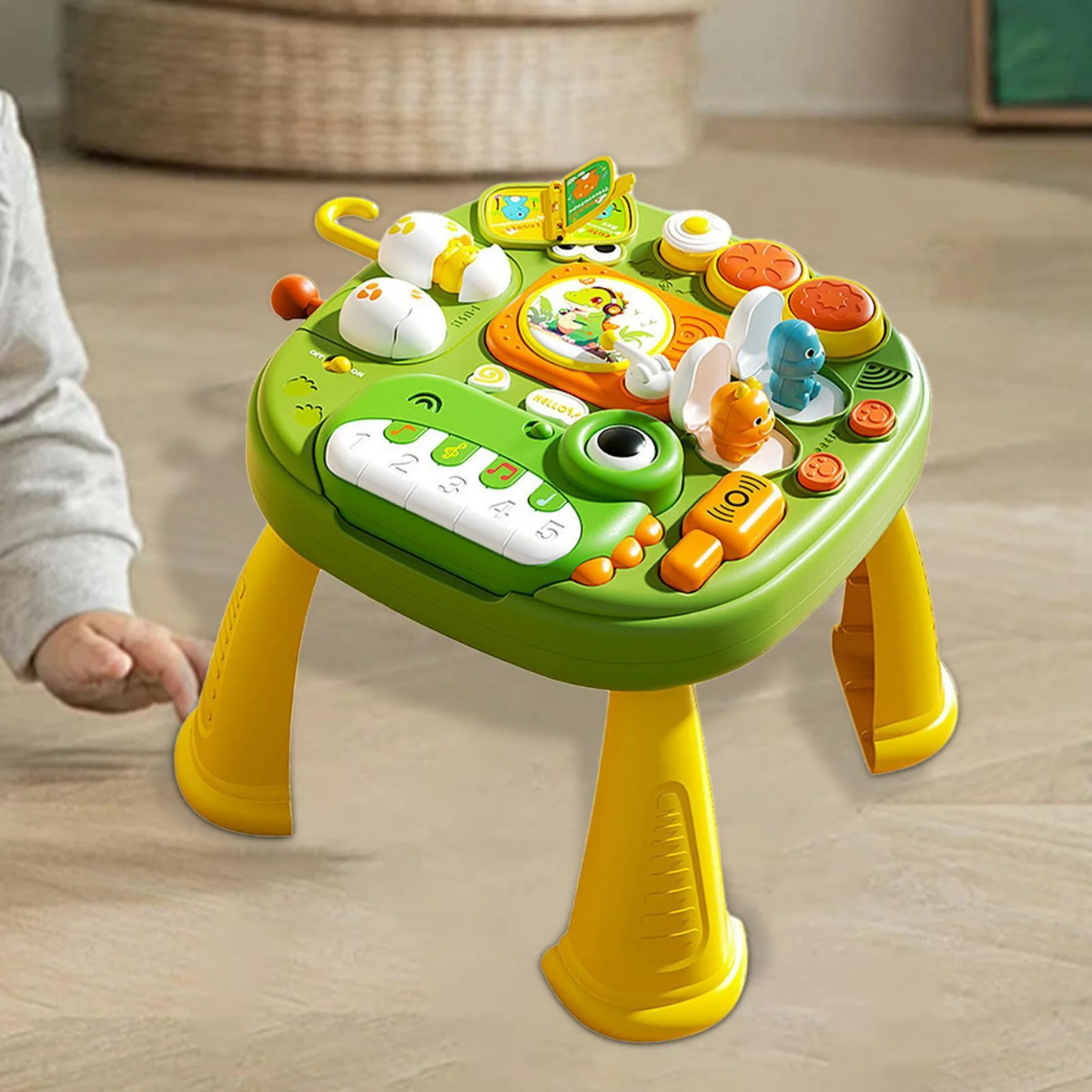 Table d’Activités Dinosaure Montessori – Piano Musical, Lumières & Jeux Sensoriels