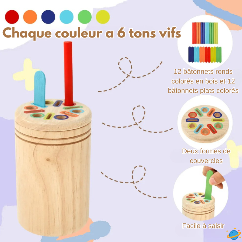 Jeu éducatif en bois – Tri et association sensorielle inspirés Montessori