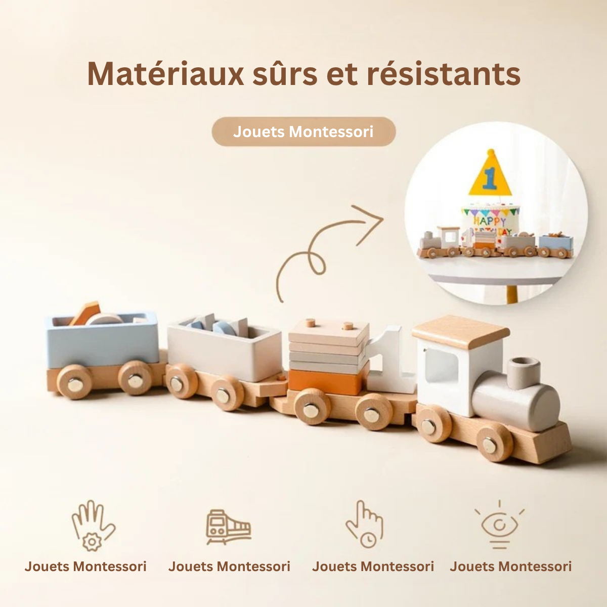 Train en Bois Montessori – Jouet éducatif et créatif pour enfants
