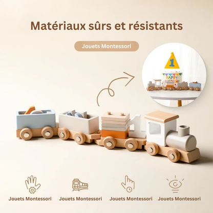 Train en Bois Montessori – Jouet éducatif et créatif pour enfants