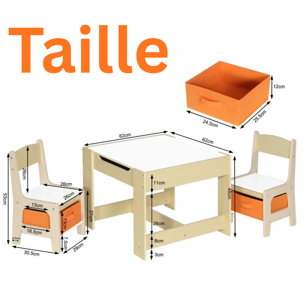 Table en bois avec 2 chaises – Ensemble mobilier enfant pour activités et jeux
