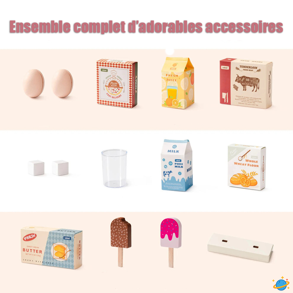 Réfrigérateur en Bois Montessori pour Enfant – Jeu d’Imitation Cuisine