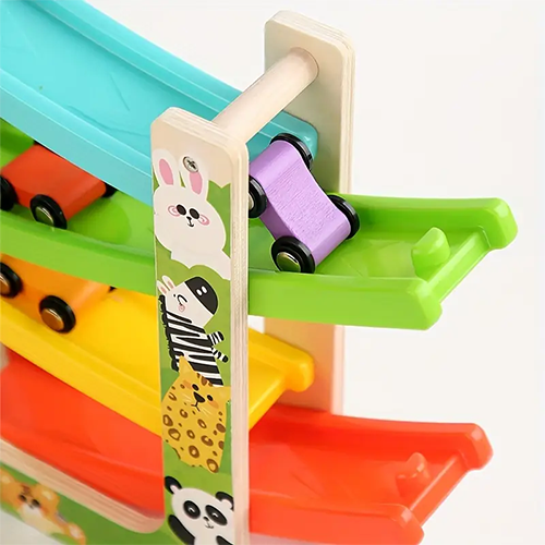 Rampe de Voitures Montessori en Bois – Jeu d’Observation et de Motricité