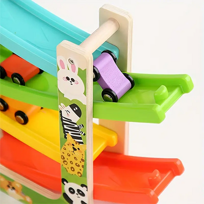 Rampe de Voitures Montessori en Bois – Jeu d’Observation et de Motricité