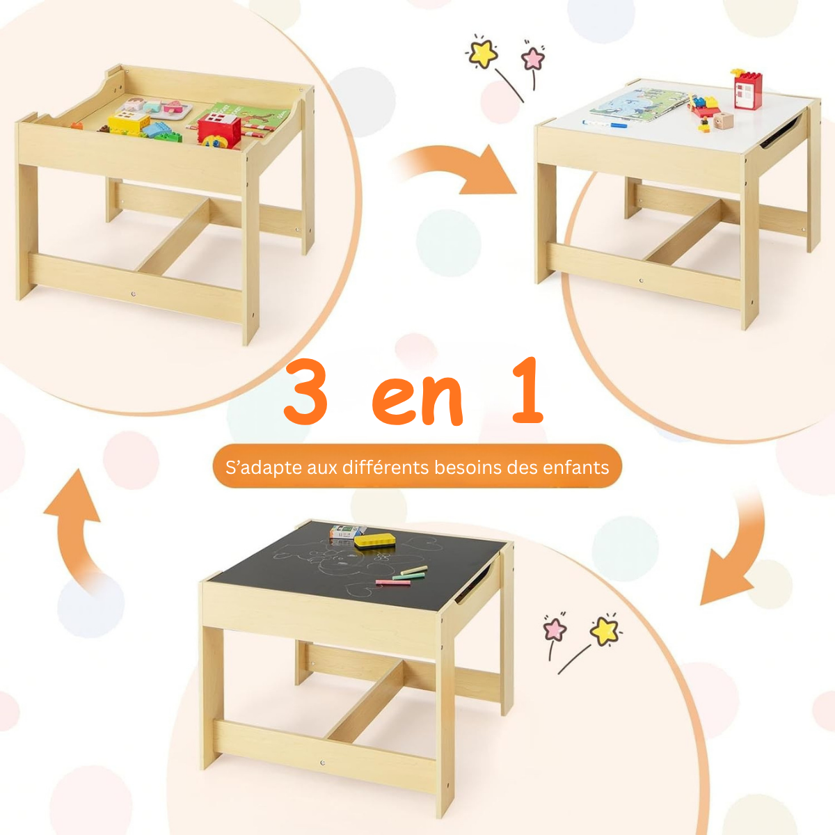 Table en bois avec 2 chaises – Ensemble mobilier enfant pour activités et jeux