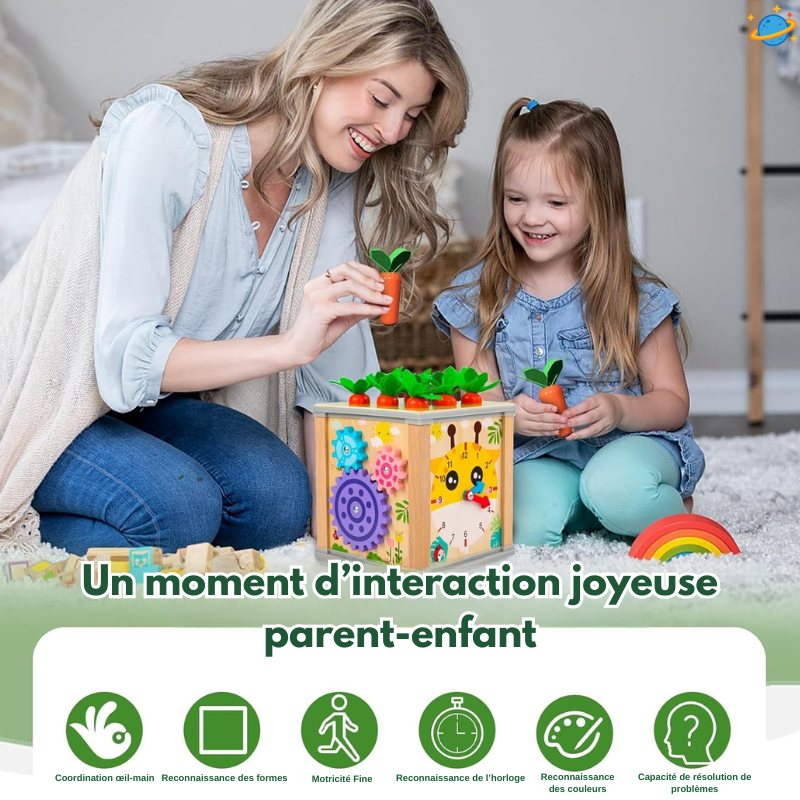 Jouet Montessori Évolutif en Bois – Boîte Sensorielle Bébé avec Formes et Objets