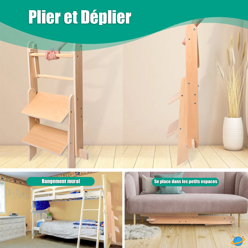 Tour d’Observation Montessori Pliable – Tabouret Évolutif en Bois pour Enfant