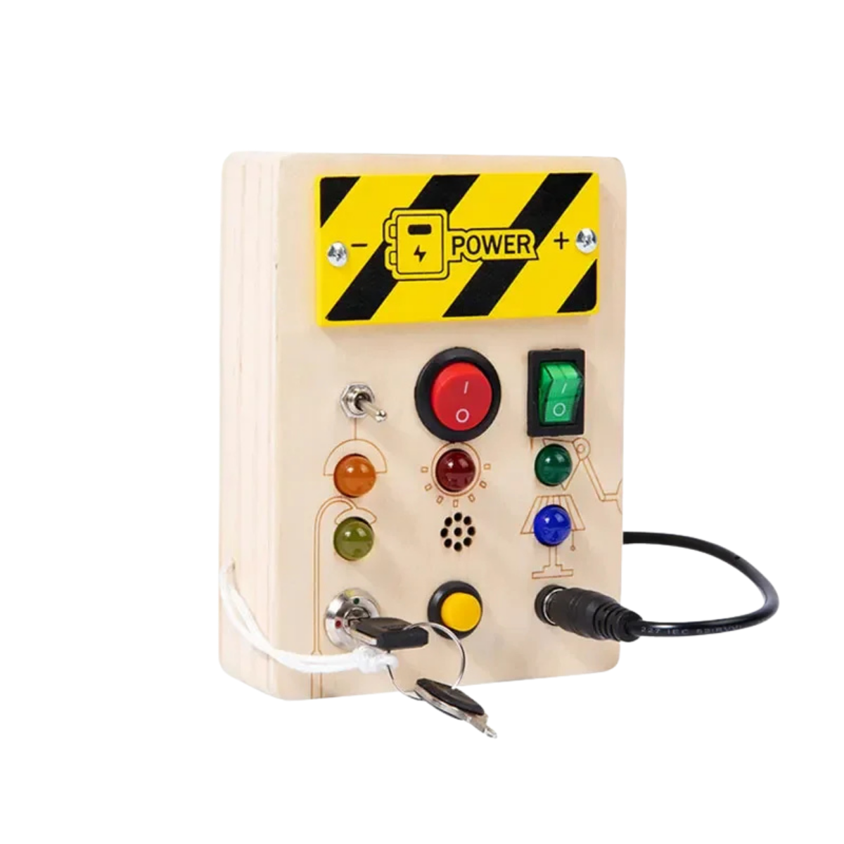 Jouet Montessori évolutif – Busy Board en bois avec lumières LED et activités sensorielles