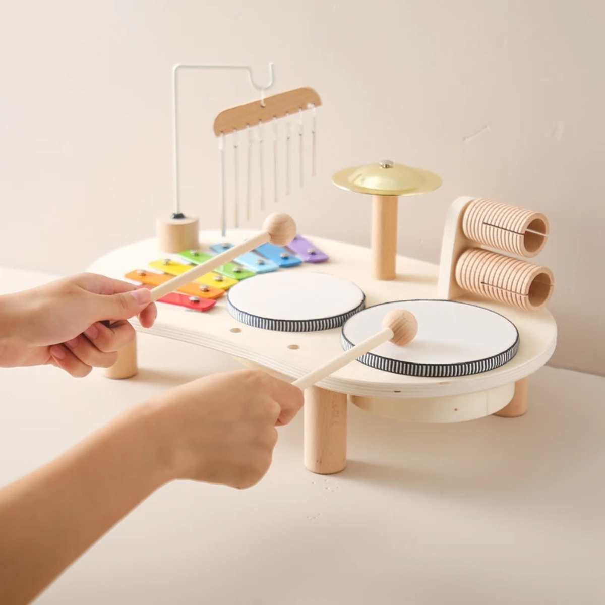 Table Musicale Montessori en Bois – Xylophone, Tambours & Instruments Éducatifs