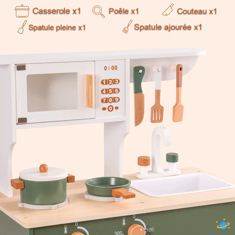 Cuisine en Bois Montessori pour Enfant – Jeu d’Imitation avec Accessoires