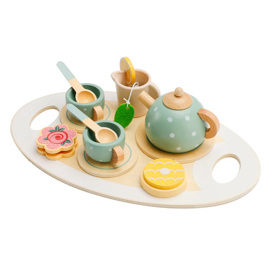 Set de Thé et Pâtisseries en Bois Montessori – Jeu d’Imitation Gourmand pour Enfants
