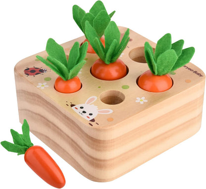 Jouet Montessori évolutif en bois – Jeu de tri des carottes éducatif