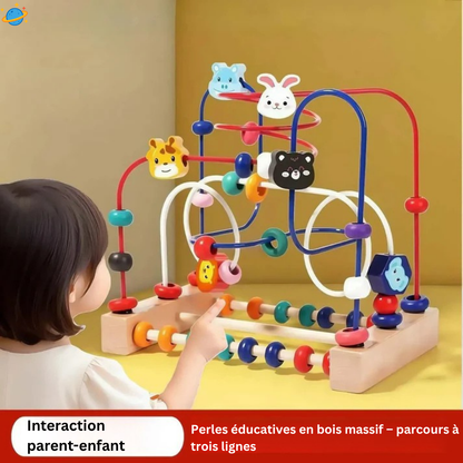 Jouet Montessori Évolutif en Bois – Labyrinthe de Perles et Blocs de Comptage