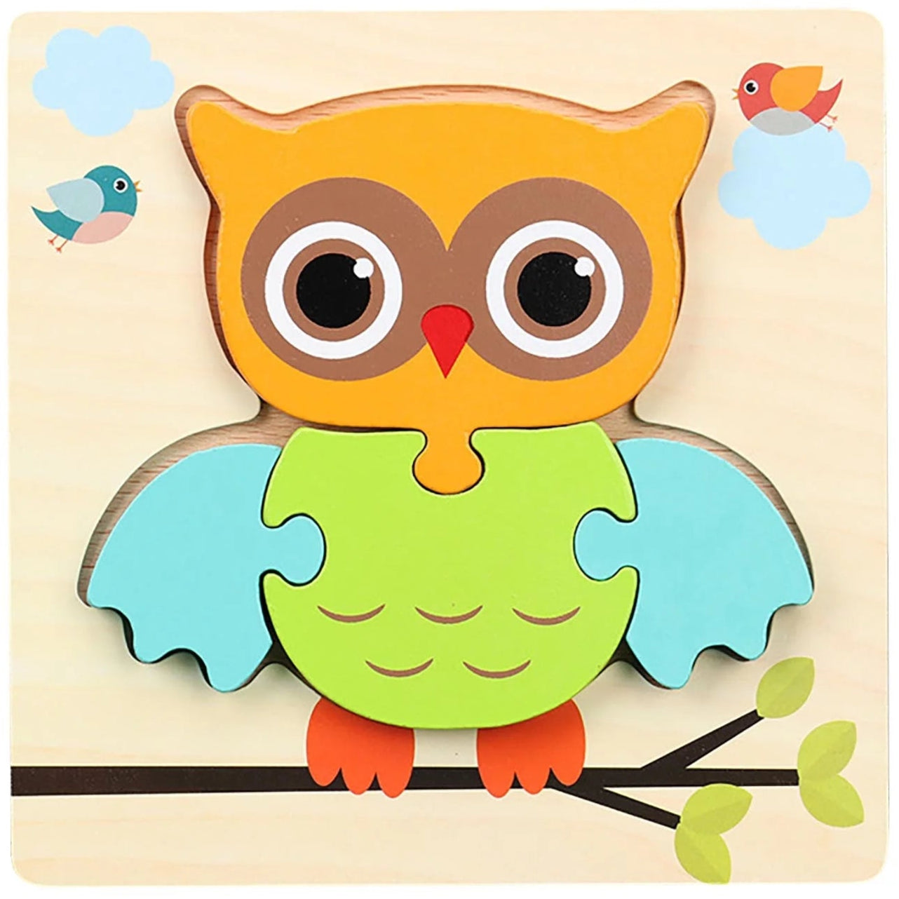 Jouet Montessori évolutif – Puzzle en bois animaux colorés et formes éducatives