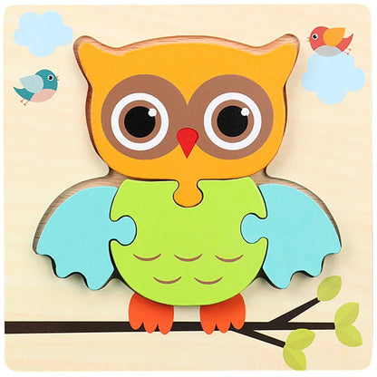 Jouet Montessori évolutif – Puzzle en bois animaux colorés et formes éducatives